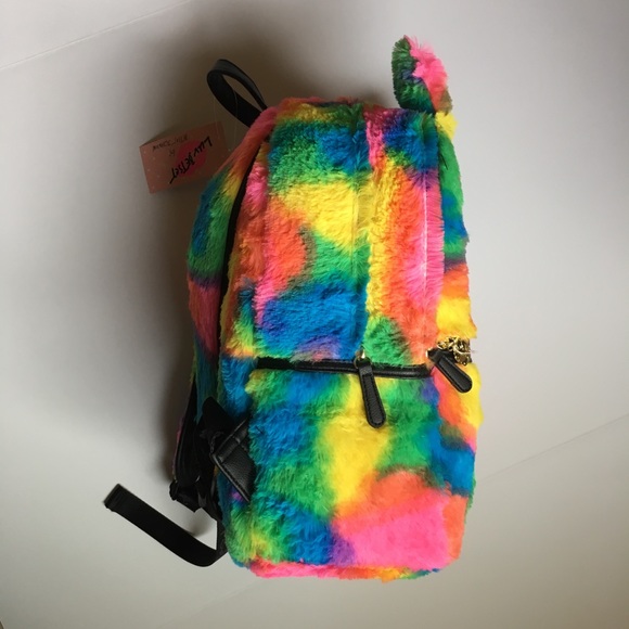 Multi Color Betsey Johnson Unicorn 濾 Fur Backpack - Picture 3 of 8